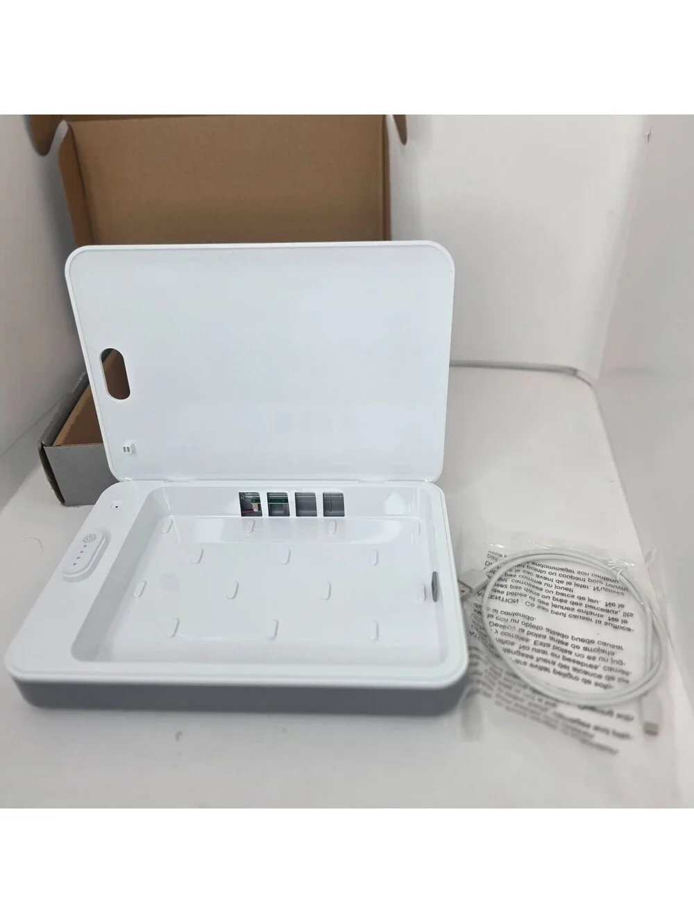 Sharper Image UV-Zone Phone Sanitizer Portable UVC Light Charger White PST01106
